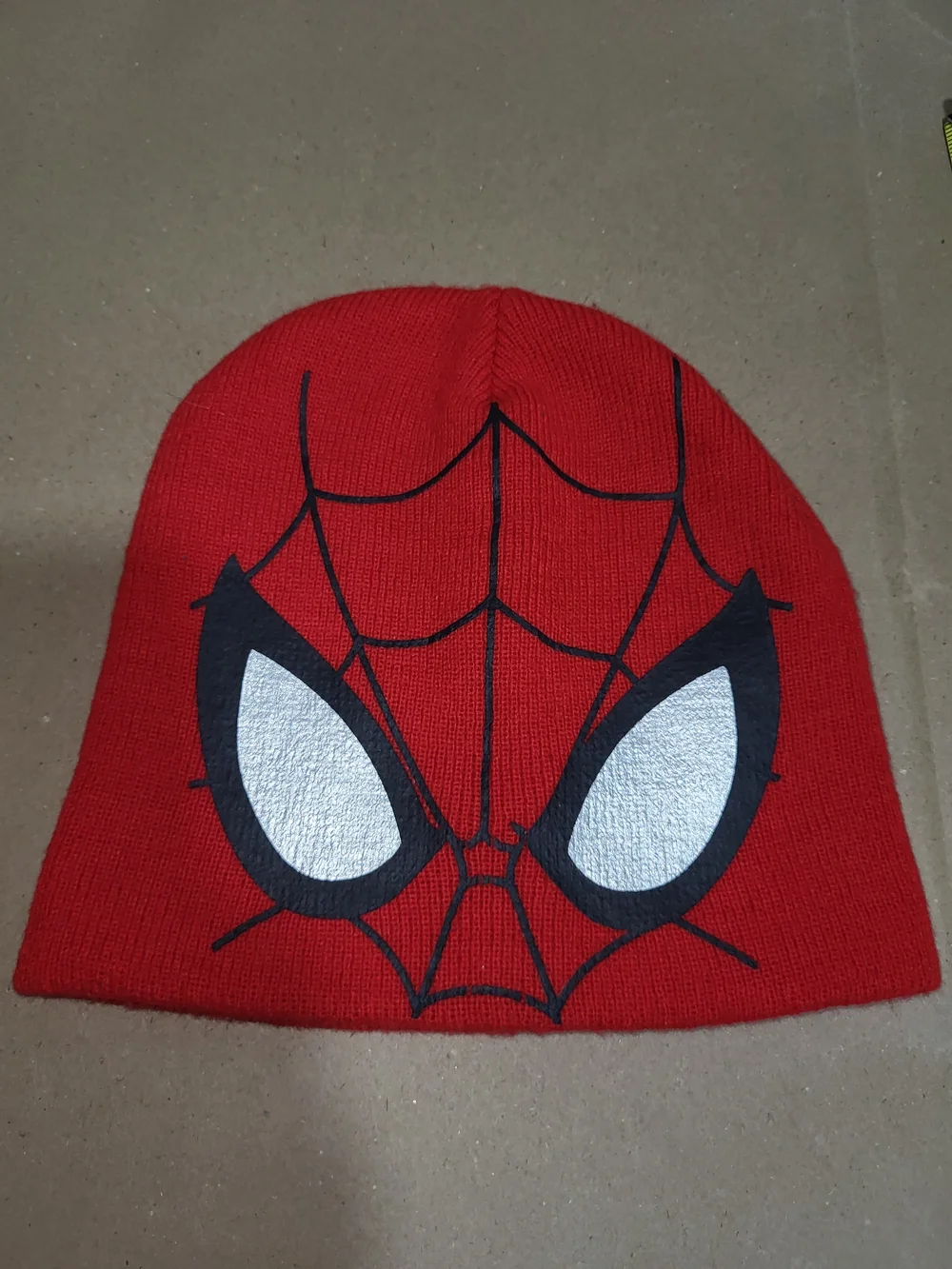 Kids Spider-Web Knit Beanie Hat - Red Superhero Costume